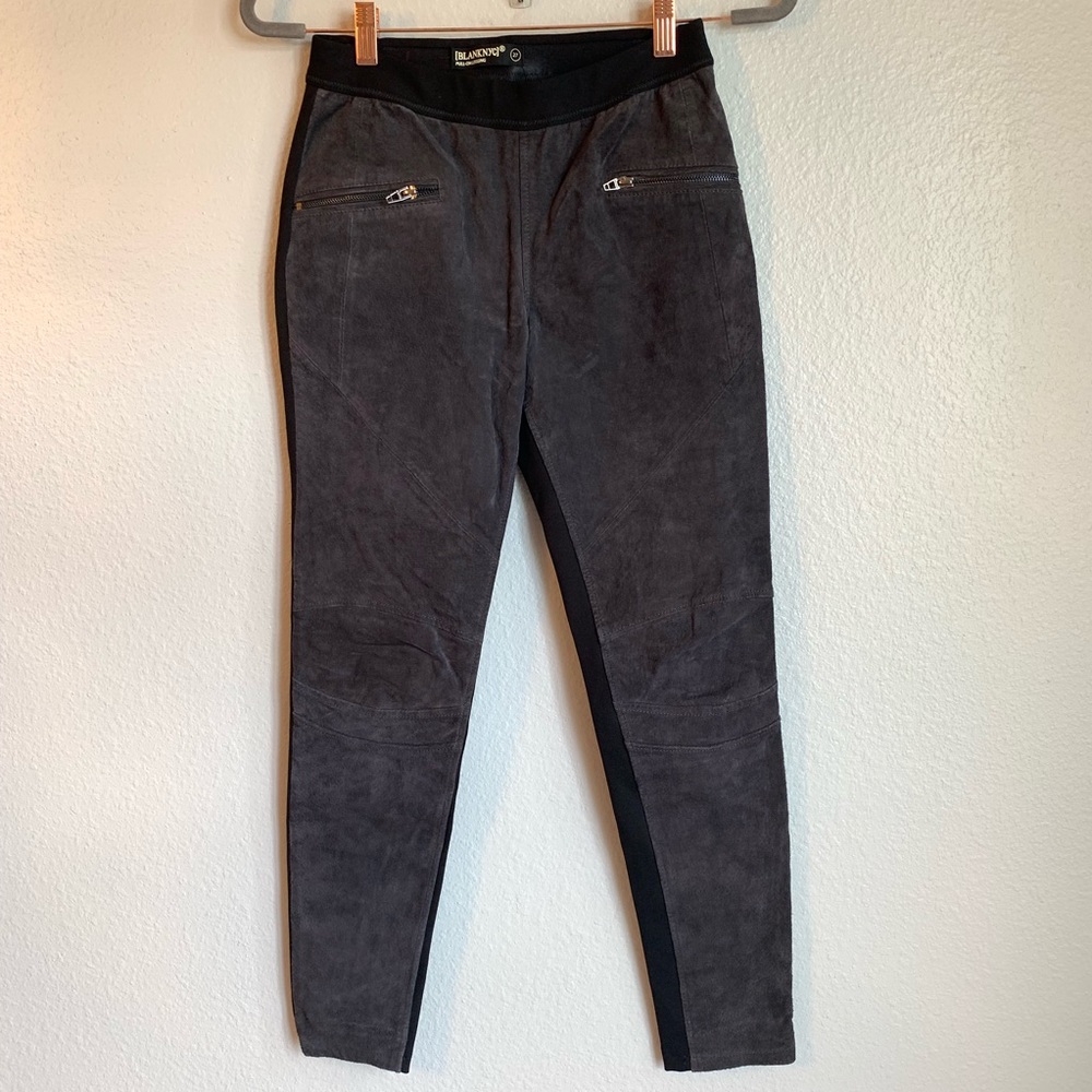 Blank NYC Gray & Black Leather Pull- On Legging